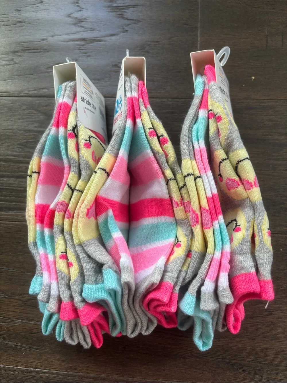 Stride rite Surprise 9 pair3 3 packs,ankle,happy face,heart smile face,stripe,